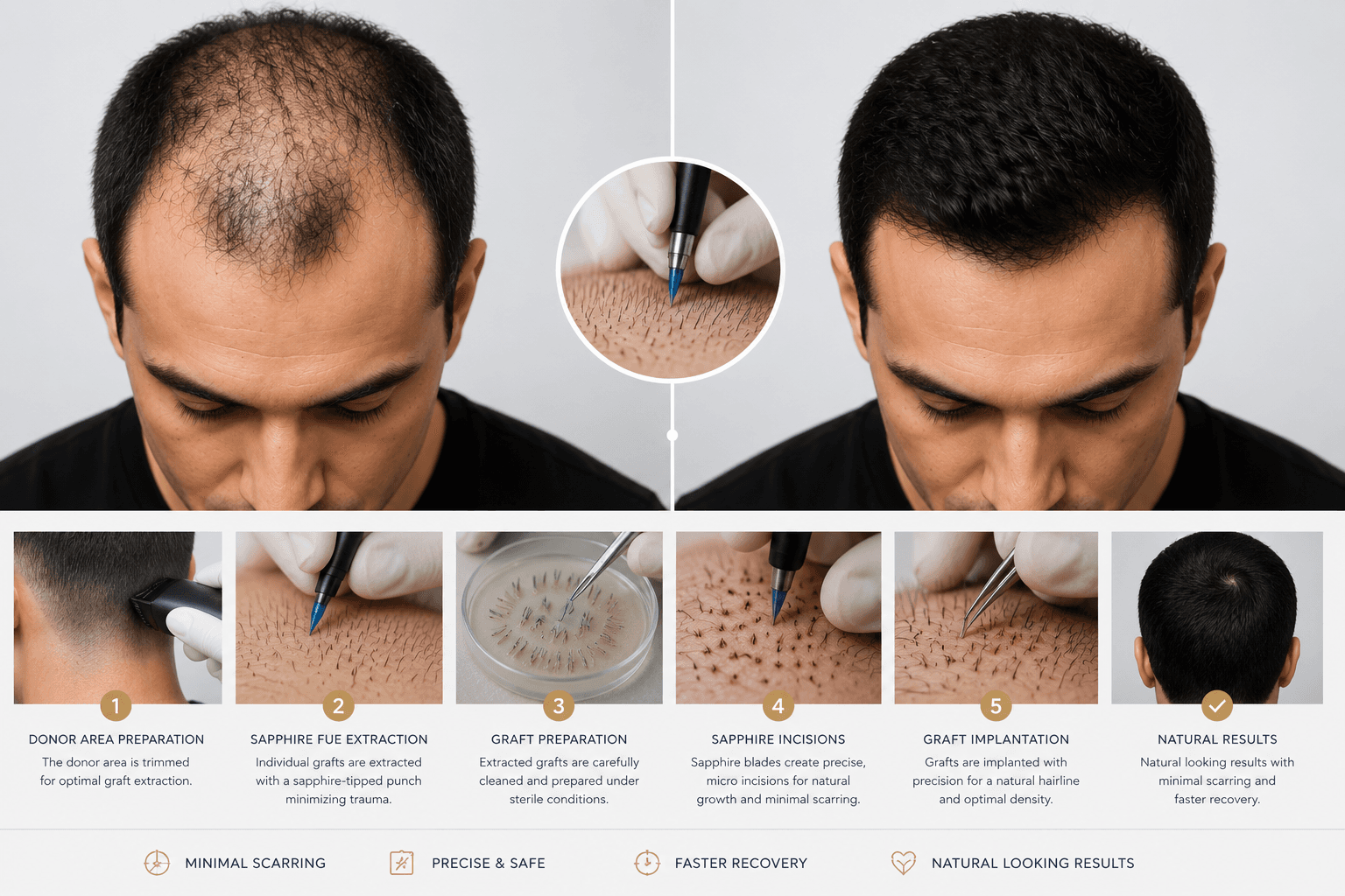 Sapphire FUE hair transplant – precision technique Peshawar