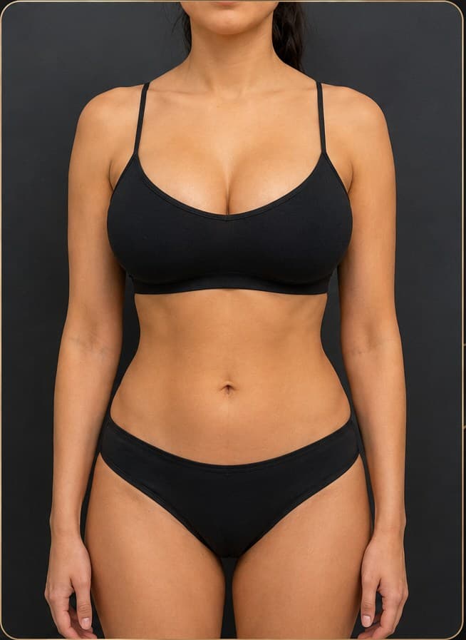 Breast augmentation after improved proportion front view