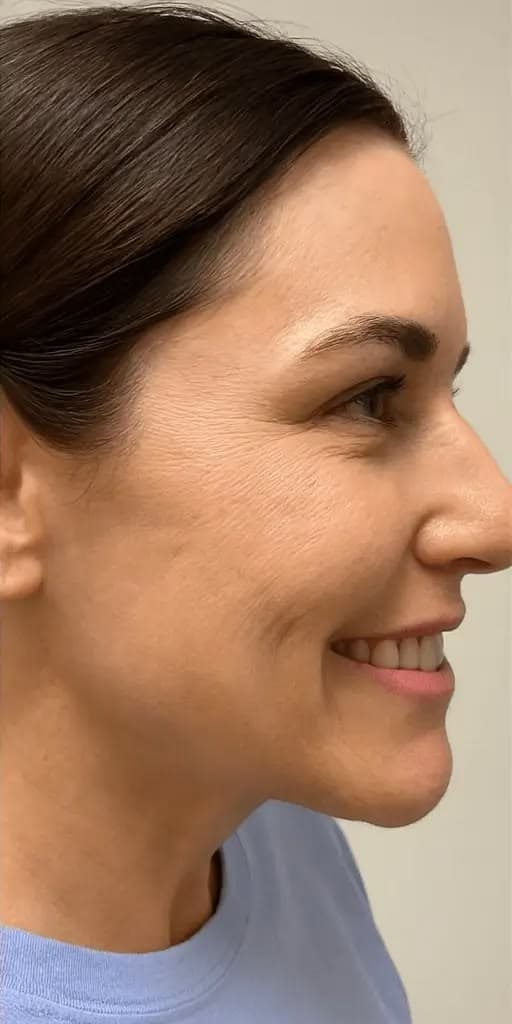 Facial contouring after smoother cheek and jawline profile