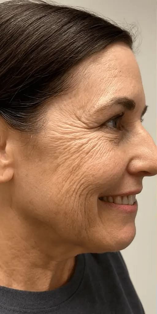 Facial contouring before profile view